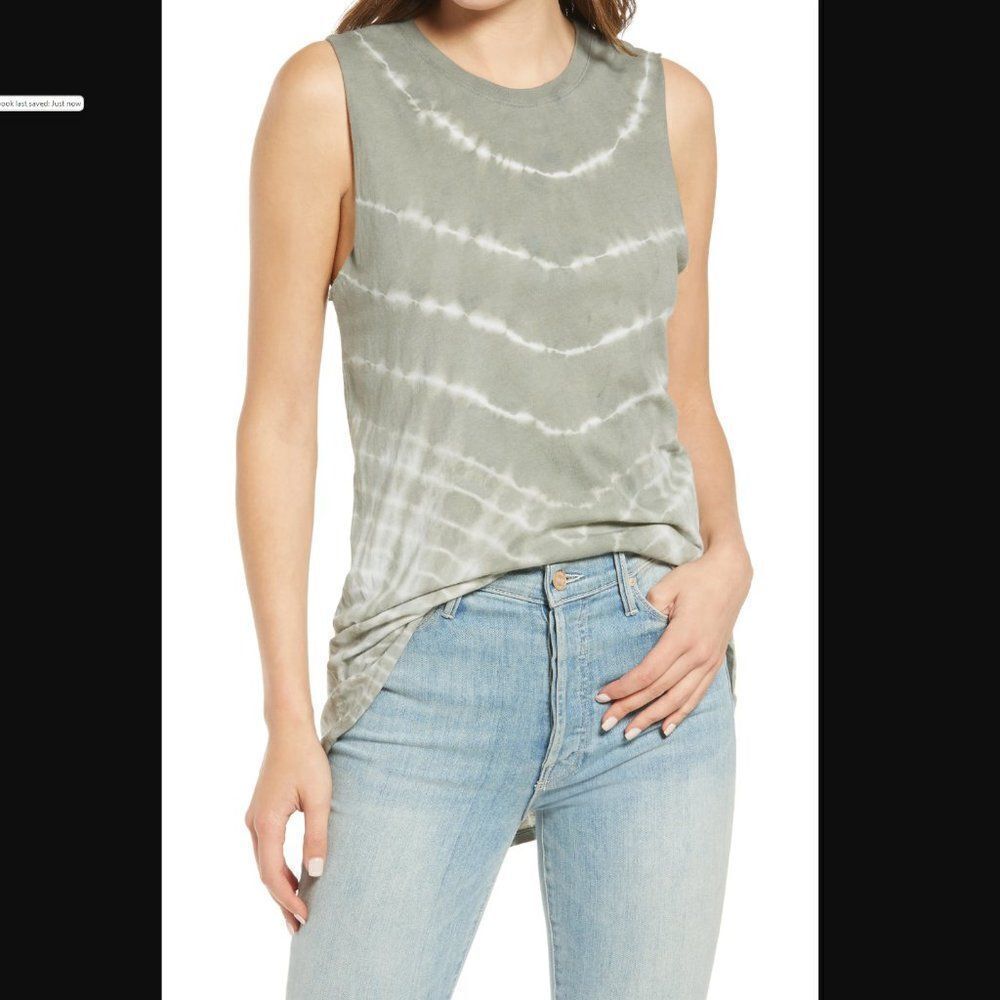 Treasure & Bond Green Tie Die Tank Top